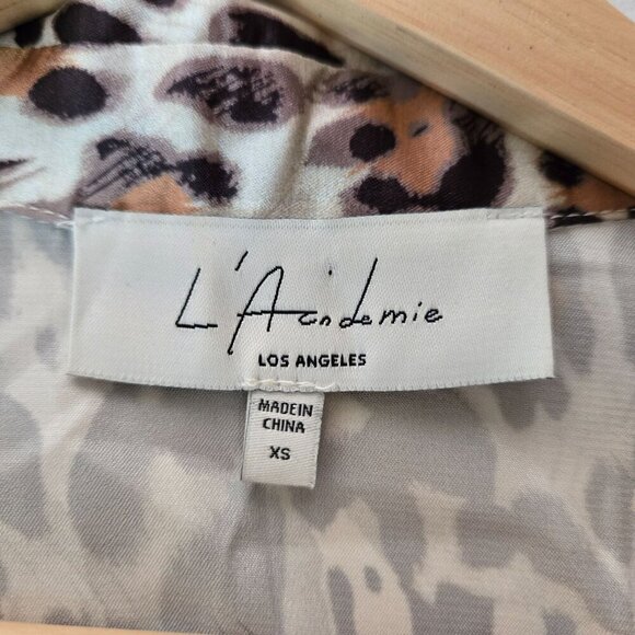 L'Academie Satin Robe XS Animal Print Pockets Kimono *Missing Belt Mobwife - Picture 4 of 11